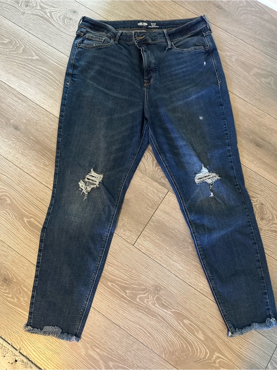 Old Navy Denim - Old Navy Dark Blue High-Rise Distressed Jeans Rockstar Super Skinny High Rise